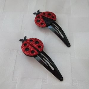 Ladybug hair barrettes